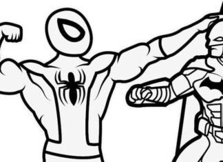 spiderman and batman fight coloring book to print