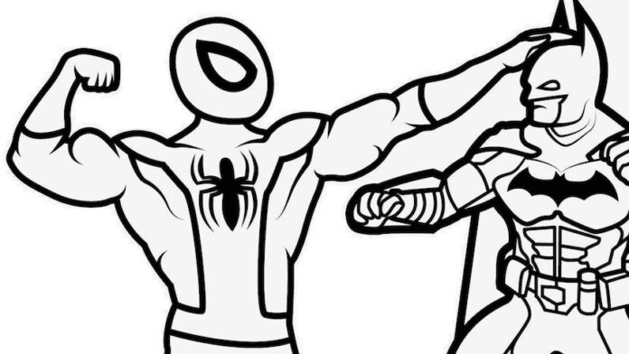 spiderman i batman walka kolorowanka do drukowania