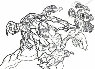 spiderman lucha contra los monstruos libro para colorear para imprimir