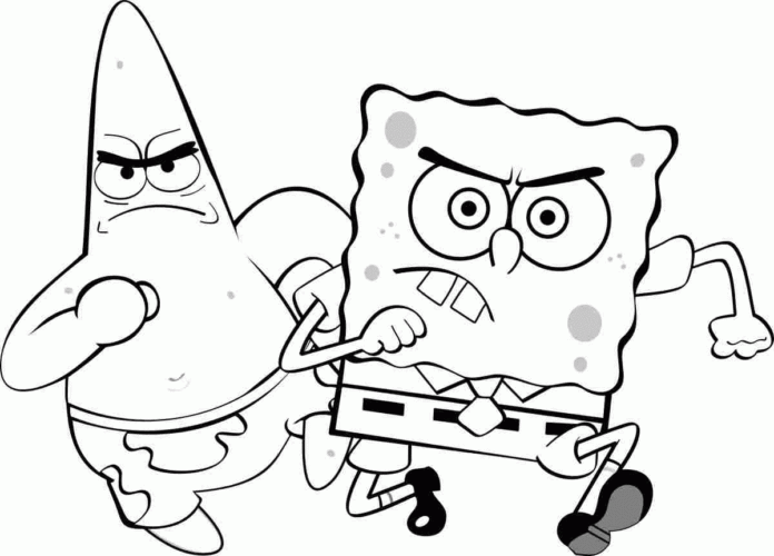 spongebob og patrick to venner malebog til udskrivning