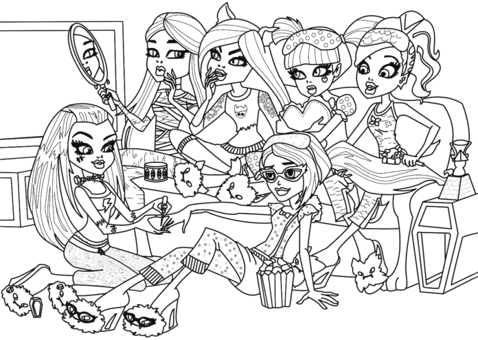 monster high girls meeting coloring book to print
