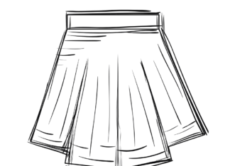 Färgbok för kjol med fransiga kjolar som kan skrivas ut
