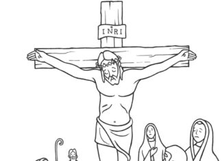estação 12 jesus morre no livro de coloração imprimível em cruz