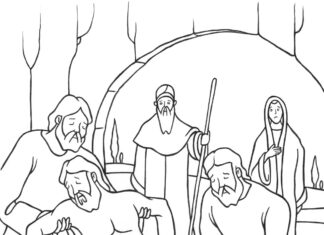 stanice 14 Ježíš uložen v hrobě omalovánky k vytisknutí