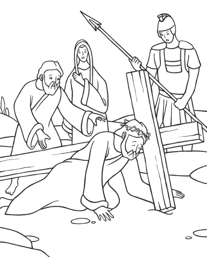 station 9 third fall under the cross printable coloring book