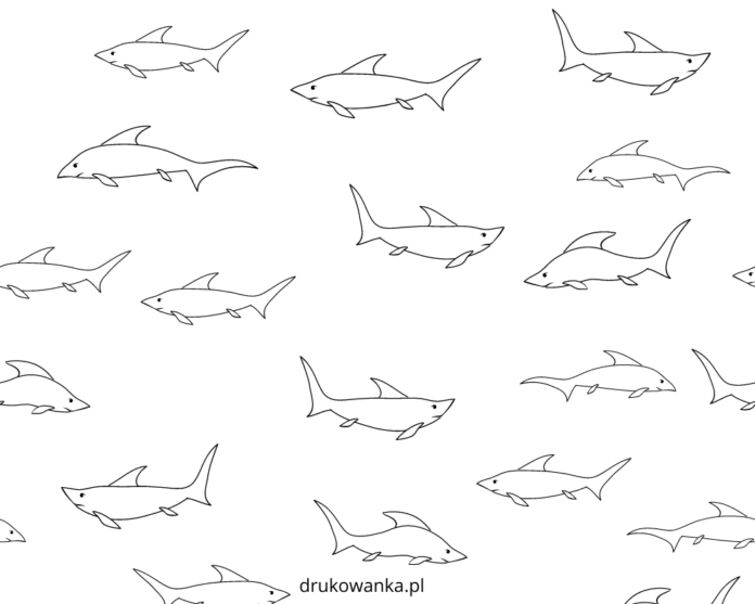 Bando de tubarões bebês livro de colorir para imprimir