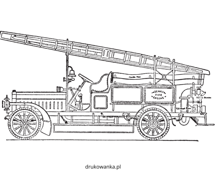 altes Feuerwehrauto-Malbuch zum Ausdrucken
