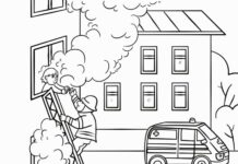 firefighter helps coloring book to print