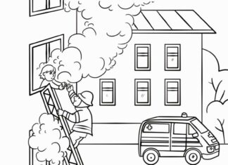 firefighter helps coloring book to print