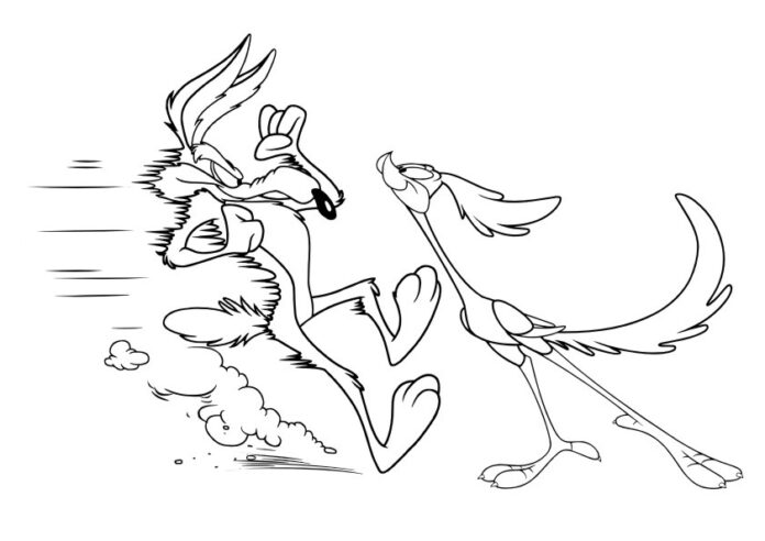 ostrich rushes wind and wolf coloring book to print