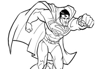 superman beží pomoc vytlačiť omaľovánky