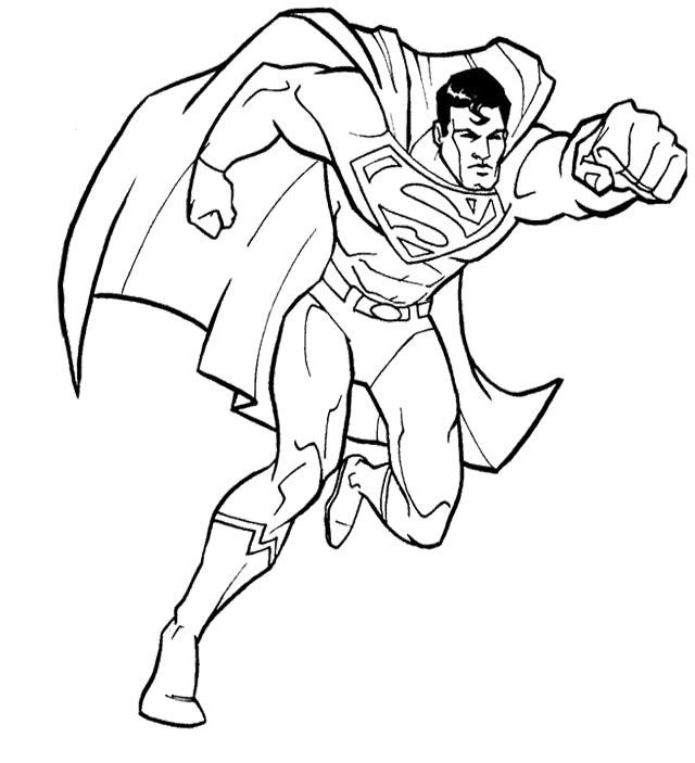 Superman läuft Hilfe Malbuch zu drucken