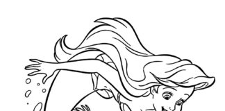 mermaid ariel underwater coloring book to print