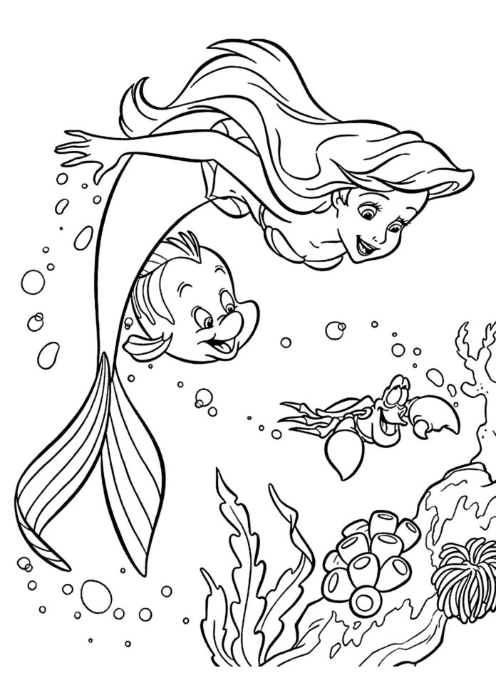 morská panna ariel podvodné maľovanky na vytlačenie