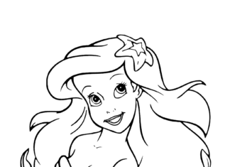 Meerjungfrau Ariel Portrait Malbuch zum Ausdrucken