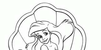 ariel la sirène dans un coquillage livre de coloriage à imprimer