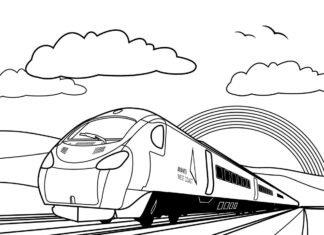 Vysokorýchlostný vlak pendolino omaľovánky na vytlačenie