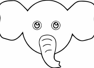 maska slona pre deti na vyfarbovanie kníh na vytlačenie