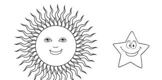 livre de coloriage soleil, lune et étoiles à imprimer