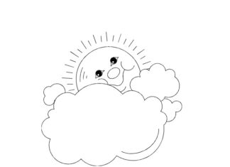 sun behind a cloud coloring book to print