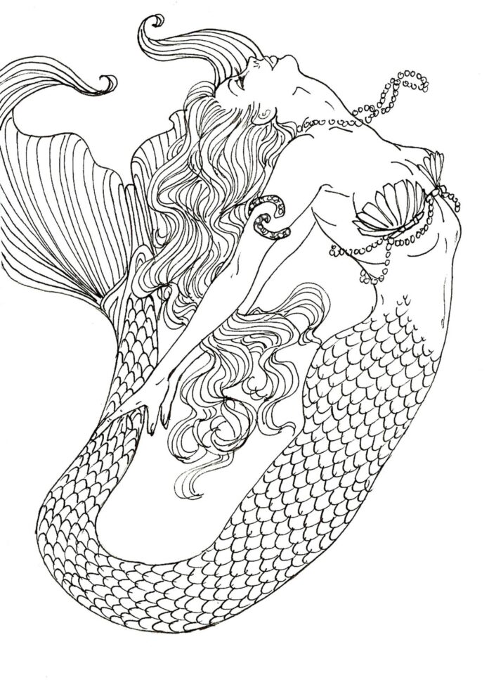 Tajemná mořská panna - omalovánky k vytisknutí
