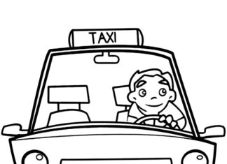 taxichaufför på jobbet målarbok att skriva ut