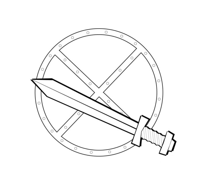 shield and sword coloring book to print