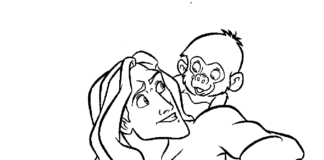 tarzan e macaco na selva livro de colorir para imprimir