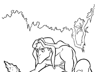 Tarzan på jakt - en målarbok som kan skrivas ut