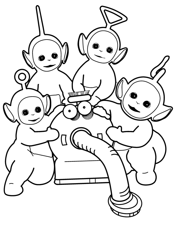teletubbies and vacuum cleaner coloring book to print