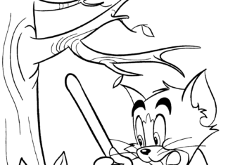 tom and jerry rake leaves coloring book to print