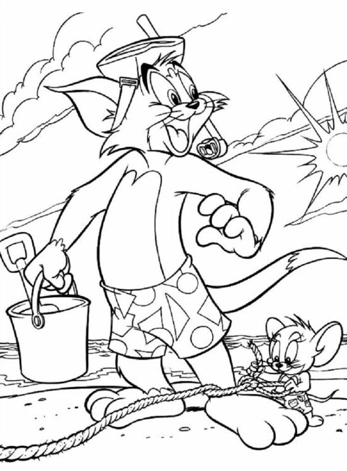 tom and jerry on the beach coloring book to print