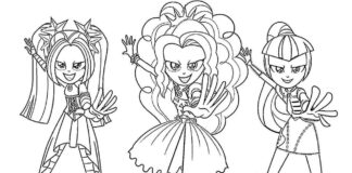 three girls equestria coloring book to print