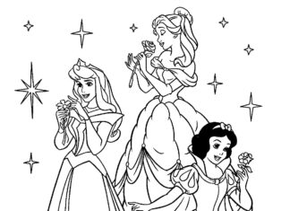 três princesas colorindo o livro para imprimir