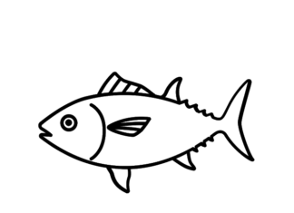 Thunfisch, der unter Wasser schwimmt, Färbebogen zum Drucken