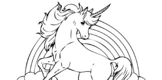 rainbow and unicorn coloring book to print