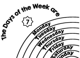 rainbow with days of the week in english coloring book printable