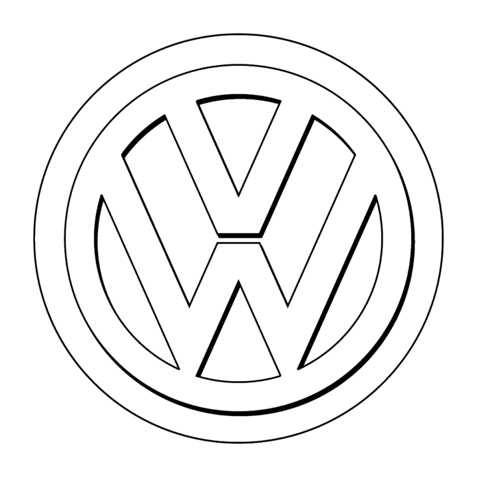 logo volswagen - vymaľovánka s pečiatkou k vytlačeniu