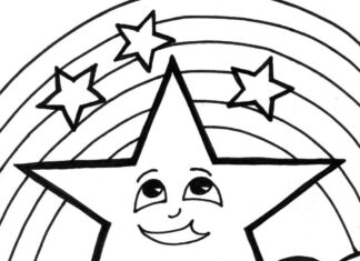 cheerful star and rainbow coloring book to print