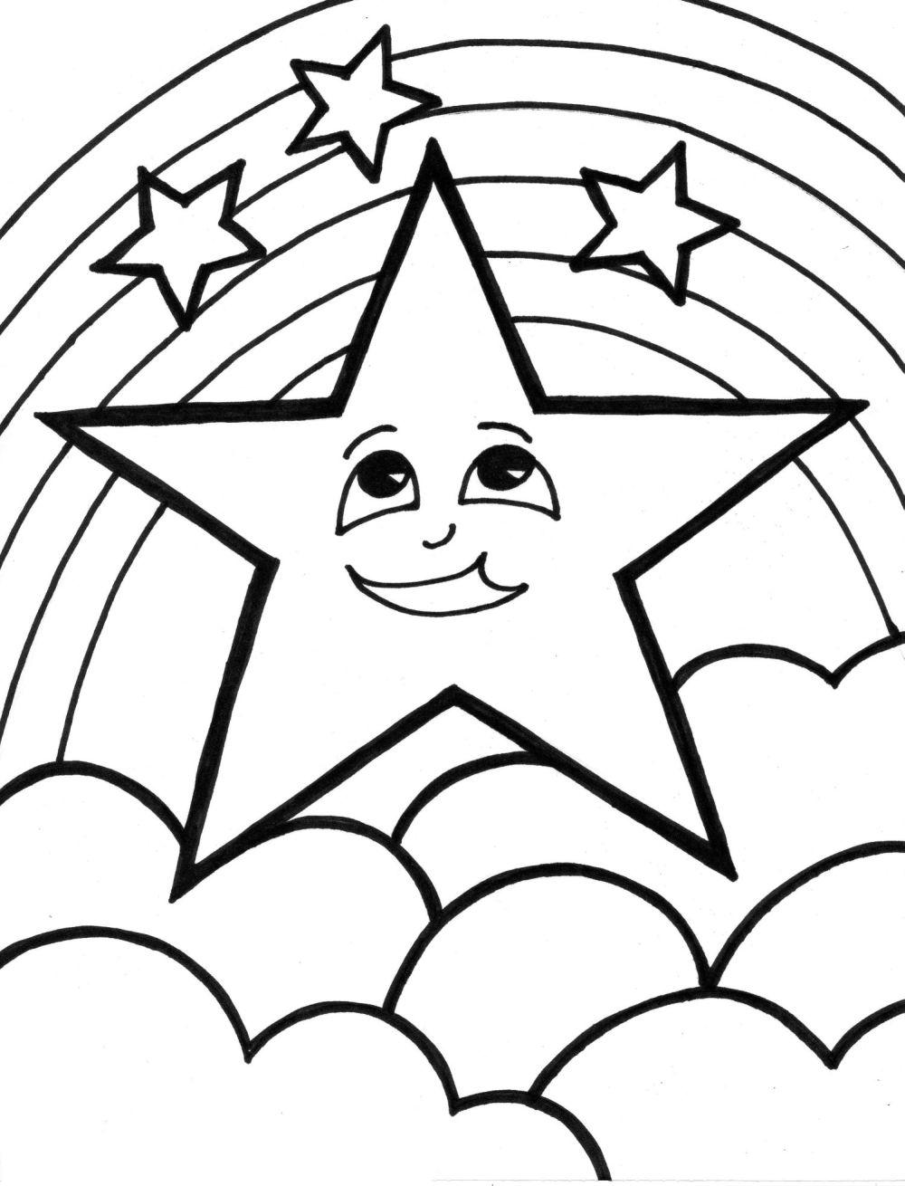 cheerful star and rainbow coloring book to print