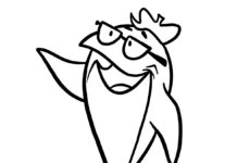 ein lustiger Thunfisch aus einem Märchen-Malbuch zum Ausdrucken