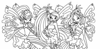 winx girls from club sirenix coloring book to print