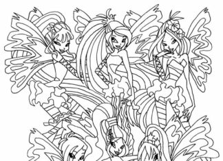 winx girls from club sirenix coloring book to print