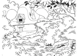 smurfs village coloring book to print