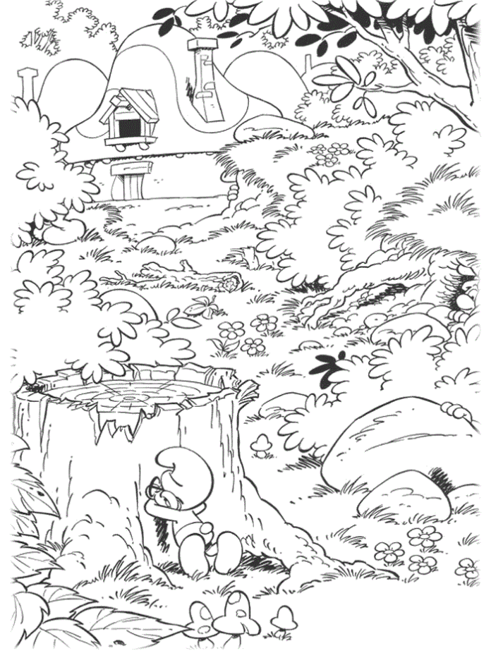smurfs village coloring book to print