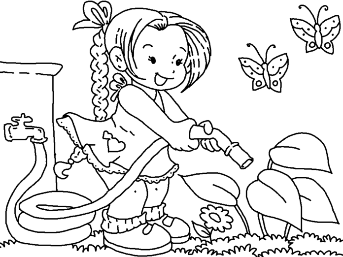spring in the garden coloring book to print