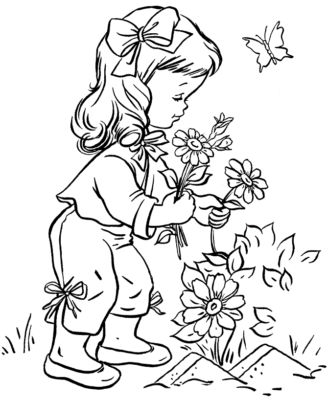 spring in the garden coloring book to print