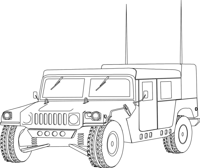 Hummer livro de colorir para impressão de carros militares