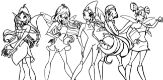 winx fairies from the fairy tale coloring book to print