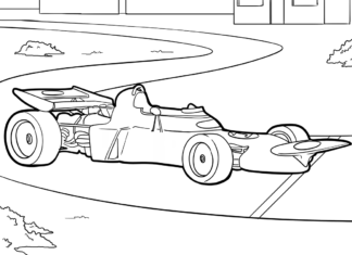 racer on the track coloring book to print